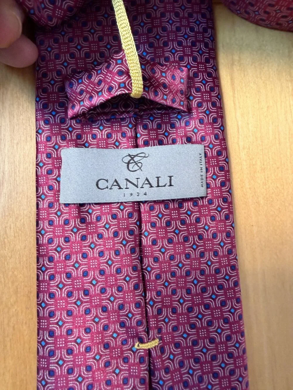 Canali Men's Geometric Pink & Blue Silk Tie-Brand New!
